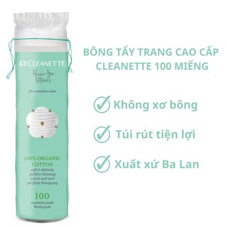 Bông tẩy trang cleanette effect organic 100 miếng CURE