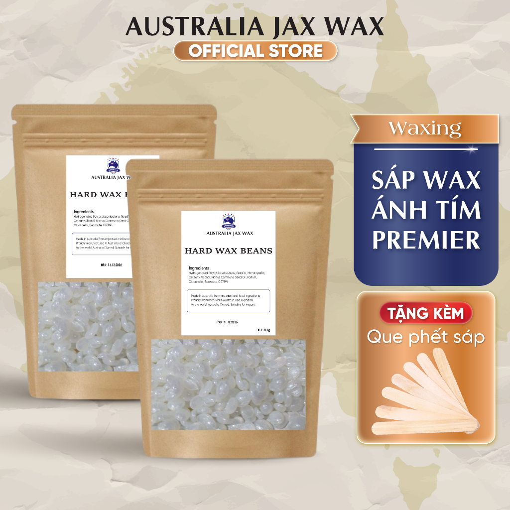 Sáp Wax Lông Ánh Tím Premium Australia Jax Wax Siêu Bám Lông Chuyên Dùng Wax Body, Bikini, Nách