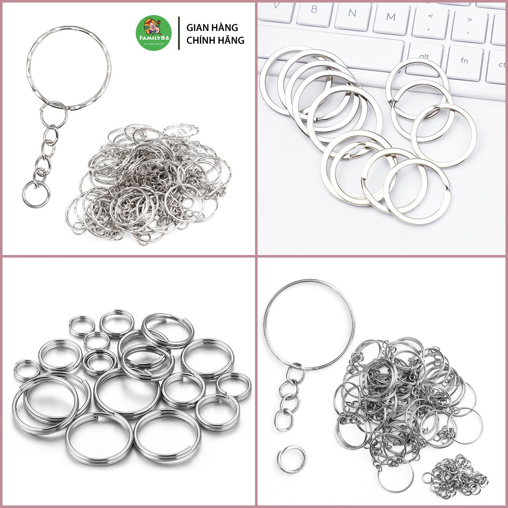 Set 50 Khoen Móc Khóa Keychain, Phôi Móc Chìa Khoá Tự Làm Đồ Cute Rẻ Nhỏ Đẹp Xinh Độc