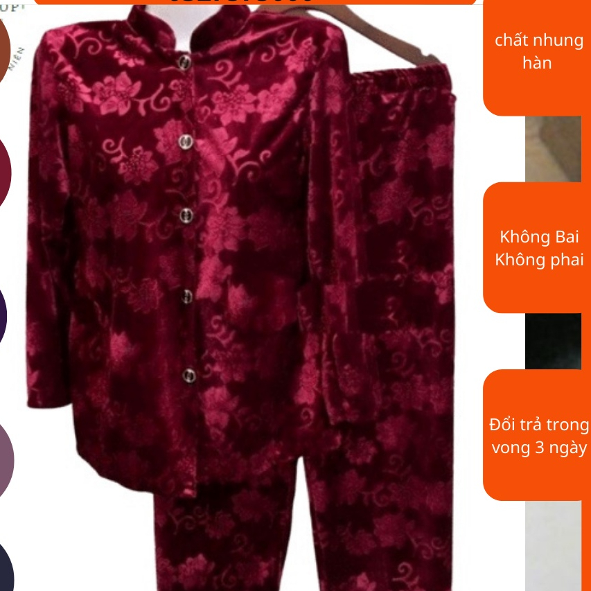 Bộ, Bộ Nhung Bà Già, Bộ Bà Ba Người Già Thu Đông Bộ Đồ Dài Tay Cho Bà Cho Mẹ Trung Niên Cao Tuổi