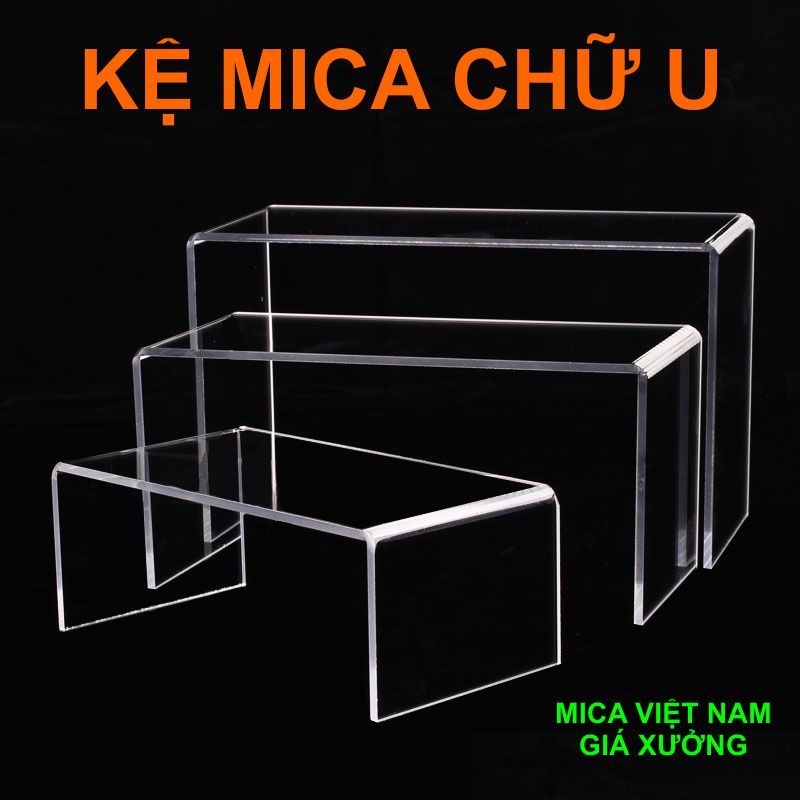 Kệ Mica Trưng Bày Sản Phẩm Chữ U, Kệ Mica trong suốt để sản phẩm Livestream,mô hình, đồ chơi...vv