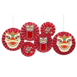 QUẠT XẾP TRANG TRÍ, sét 6 cái màu đỏ