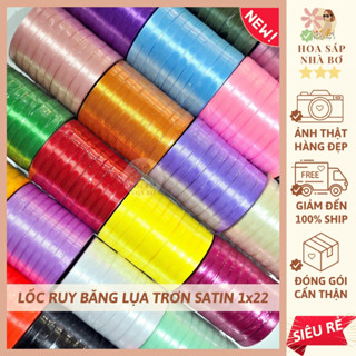 [SỈ LẺ RẺ] Lốc ruy băng lụa trơn satin 1cm x 22m làm nơ gói quà hoa handmade - Hoa Sáp Nhà Bơ