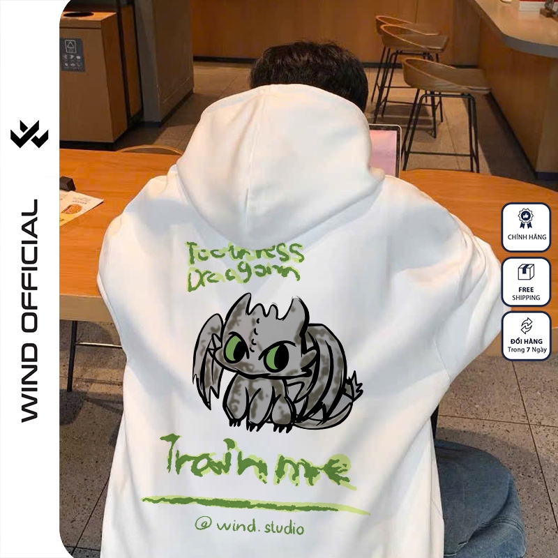 Áo hoodie unisex form rộng WIND DRAGON hoodie nút bấm thời trang nam nữ nỉ bông oversize