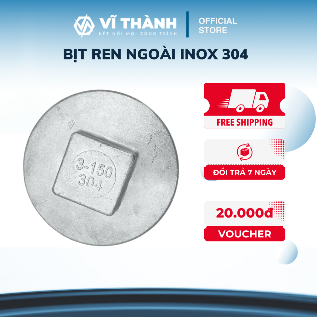 Bít ren ngoài INOX 304 (DN8-DN40)