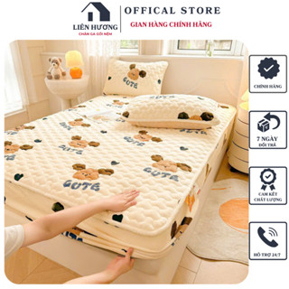 Bộ ga gối nỉ nhung trần bông dầy dặn mẫu mới loại 1, ga giường chất liệu nỉ tuyết siêu mềm mịn, dành cho mùa thu đông