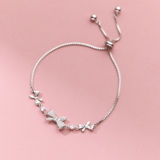  Vòng tay bạc s925 thương hiệu AROCH JEWELRY Lắc tay họa tiết nơ đính đá sang trọng S5983 
