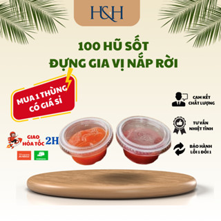 SET 100 Hũ Sốt 2oz, 4oz Đựng Sốt, Nước Chấm , Nước Tương , Gia Vị (Bằng Nhựa Có Nắp Dùng 1 Lần Cao Cấp)