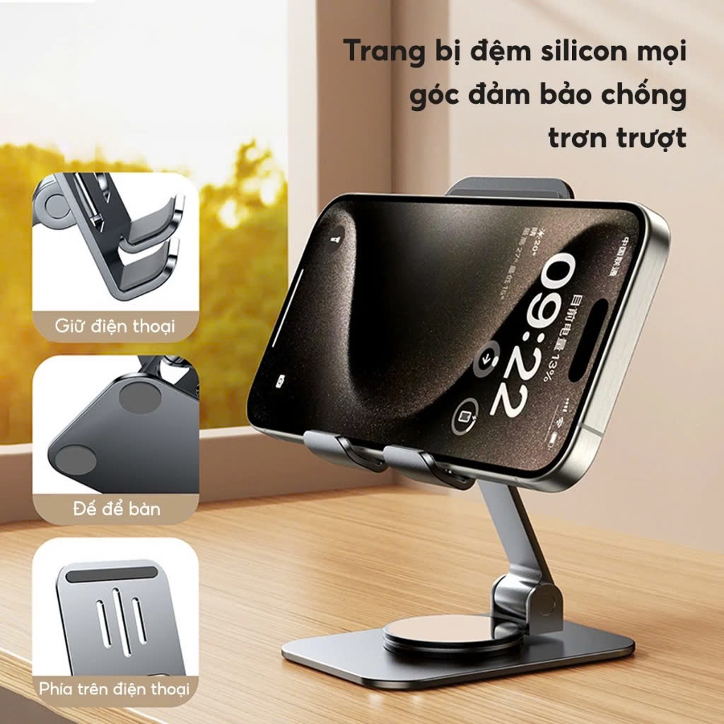 Giá Đỡ Điện Thoại Máy Tính Bảng Xoay 360 Hợp Kim Nhôm, Kệ Điện Thoại Xem Phim Livestream Gấp Gọn | BigBuy360 - bigbuy360.vn