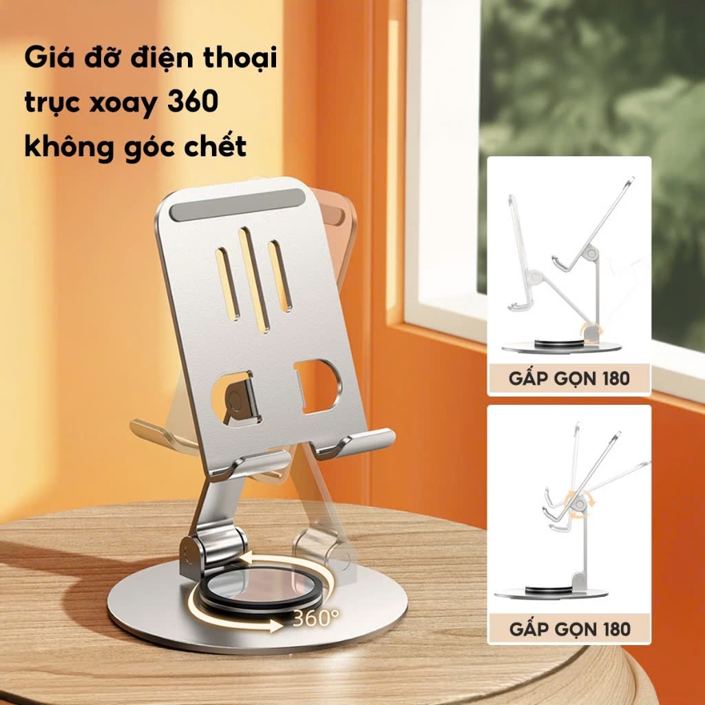 Giá Đỡ Điện Thoại Máy Tính Bảng Xoay 360 Hợp Kim Nhôm, Kệ Điện Thoại Xem Phim Livestream Gấp Gọn | BigBuy360 - bigbuy360.vn