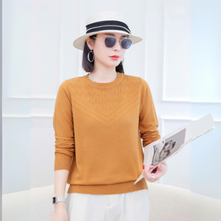 Áo len nữ trung niên tặng mẹ LYBEE TV010 cổ tròn tay dài, mềm mại, co giãn