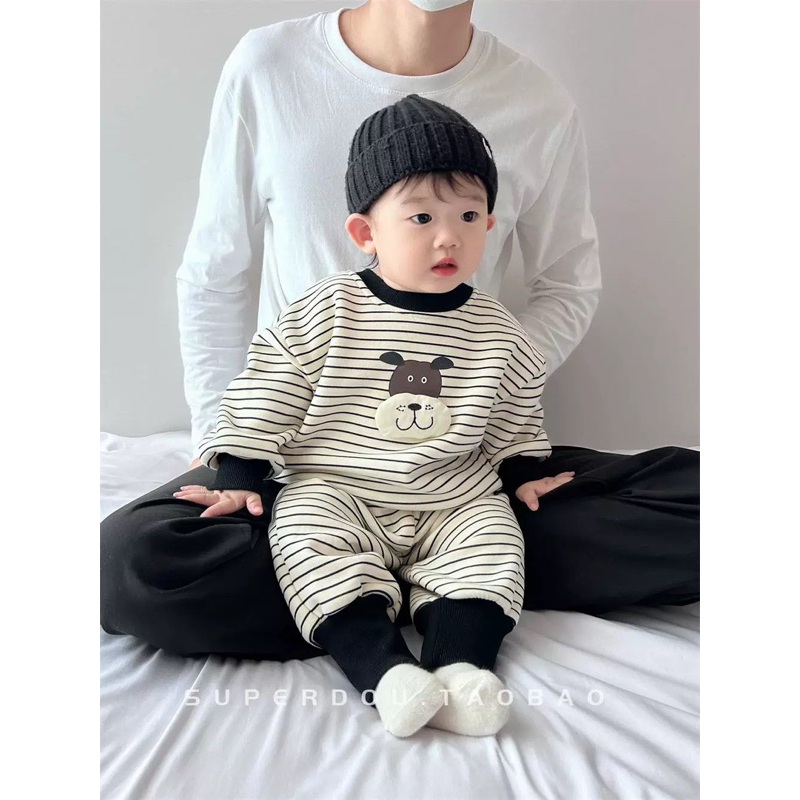 (Sẵn hàng) Bộ quần áo nỉ dày ấm cho bé Size 6-36 tháng