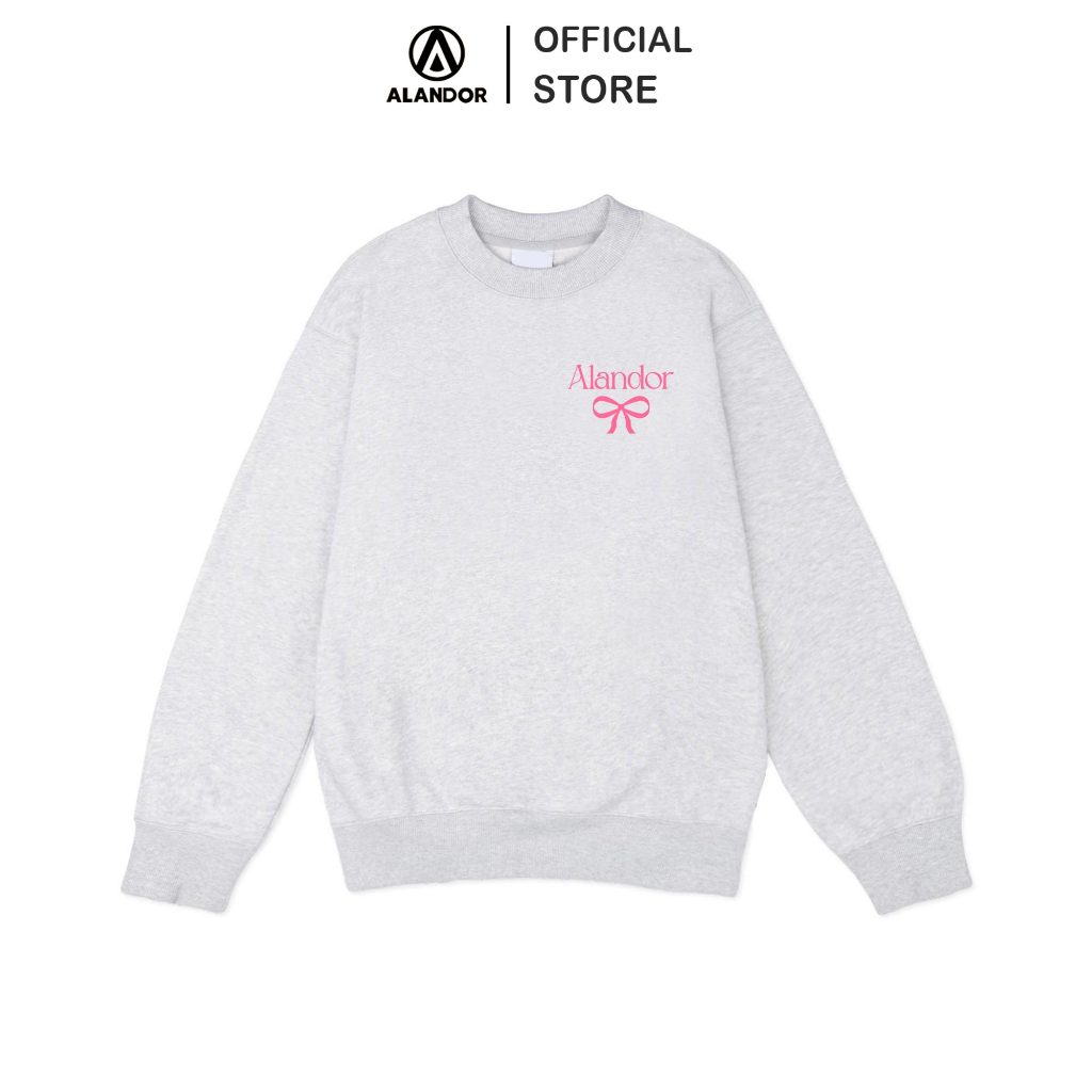 Áo Sweater Alandor Local Brand Form Rộng Tay Dài Vải 100% Premium Cotton Mẫu NƠ IN NGỰC