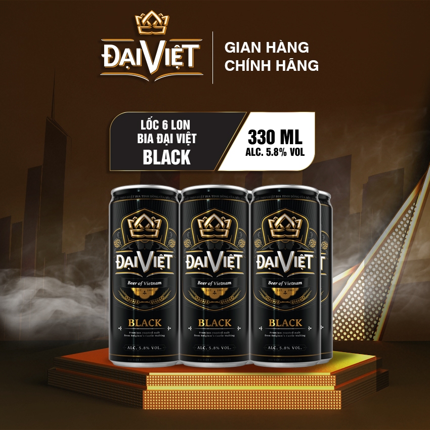 [Lốc] 6 bia Đại Việt Black - bia đen tinh dòng Đức chuẩn "Gu" đậm vị lon 330ml