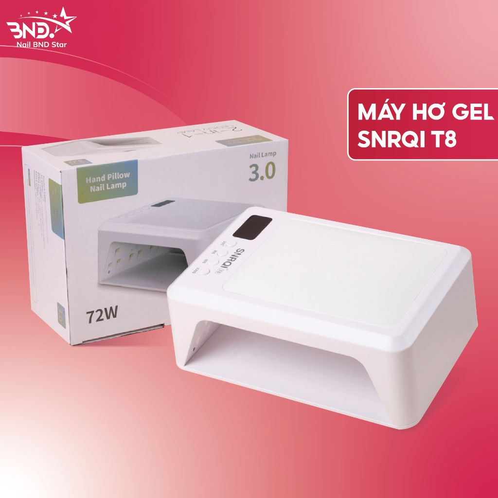 Máy hơ gel T8 SNRQI  72W 60 bóng LED/UV - Máy hơ móng làm nail khoang rộng, có đệm kê tay