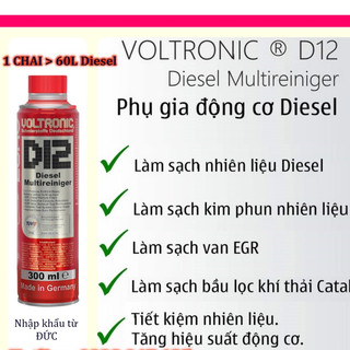 Dung dịch Voltronic D12 vệ sinh hệ thống nhiên liệu động cơ Diesel dung tích 300ml mới nhất ( giá 1 chai)