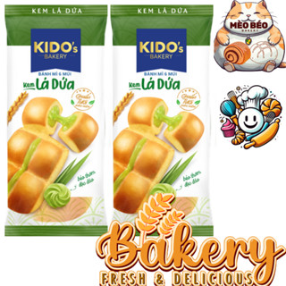 Bánh Mì Tươi 6 Múi Kem Lá Dứa 80 gram - Bánh Mì Tươi KIDO Lá Dứa 80 gram