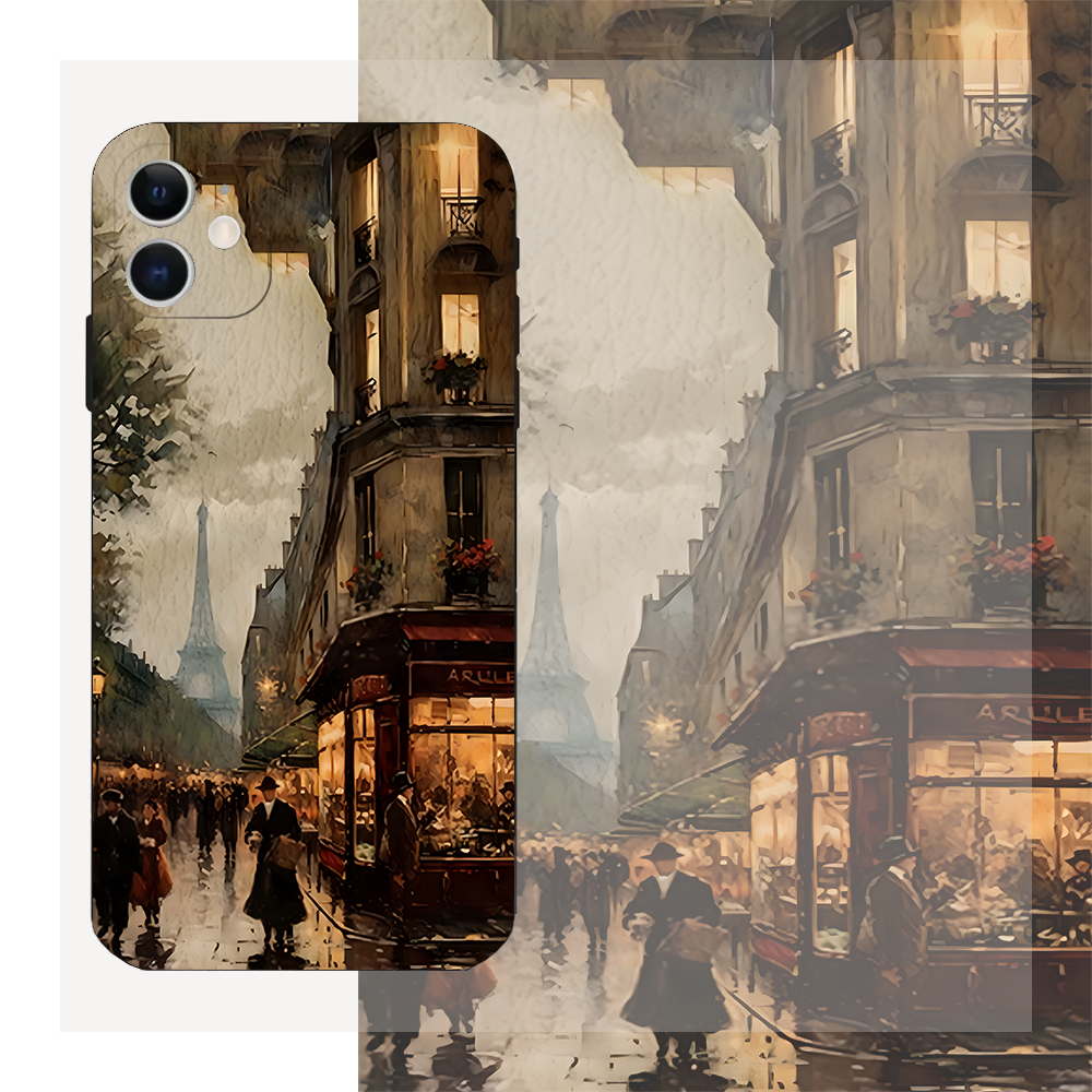 Ốp Lưng Iphone Streets Of Paris Cạnh Vuông Dẻo Mịn Cho Iphone 16 15 14 13 12 11 Promax Pro Plus Xs X
