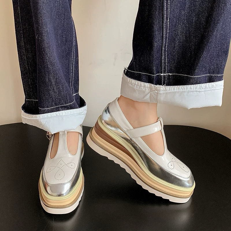 ORDER 🌼 Giày moca phối màu da bò 8cm 34-39