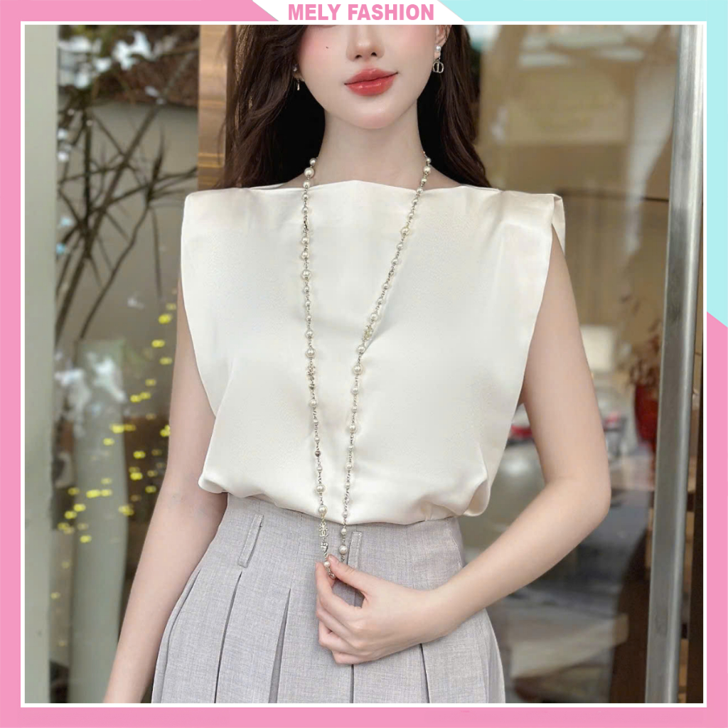 Áo sơ mi nữ Mely Fashion dáng rộng cổ thuyển cộc tay chất lụa cao cấp mềm mát phong cách công sở Hàn Quốc ASM37
