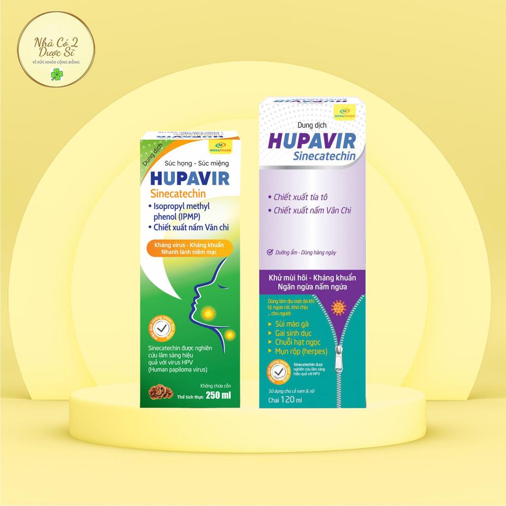 [Che tên] Bộ dung dịch vệ sinh Hupavir Clean 120ml, súc miệng súc họng Hupavir 250ml hỗ trợ sùi mào gà, hpv