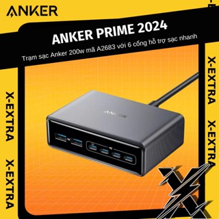 Trạm sạc nhanh Anker Prime 200w GaN 6 cổng mã A2683 hỗ trợ PD sạc nhanh 100W tối đa, dòng sạc tối ưu