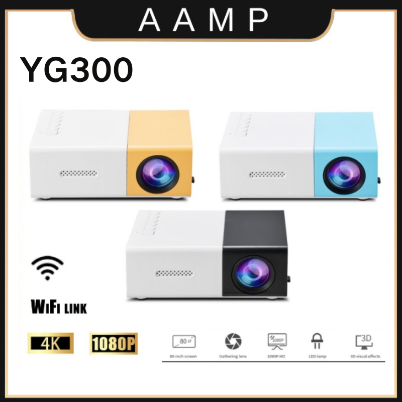 Máy chiếu mini YG300, máy chiếu FullHD kết nối không dây qua Wifi-Máy chiếu đa phương tiện chất lượn