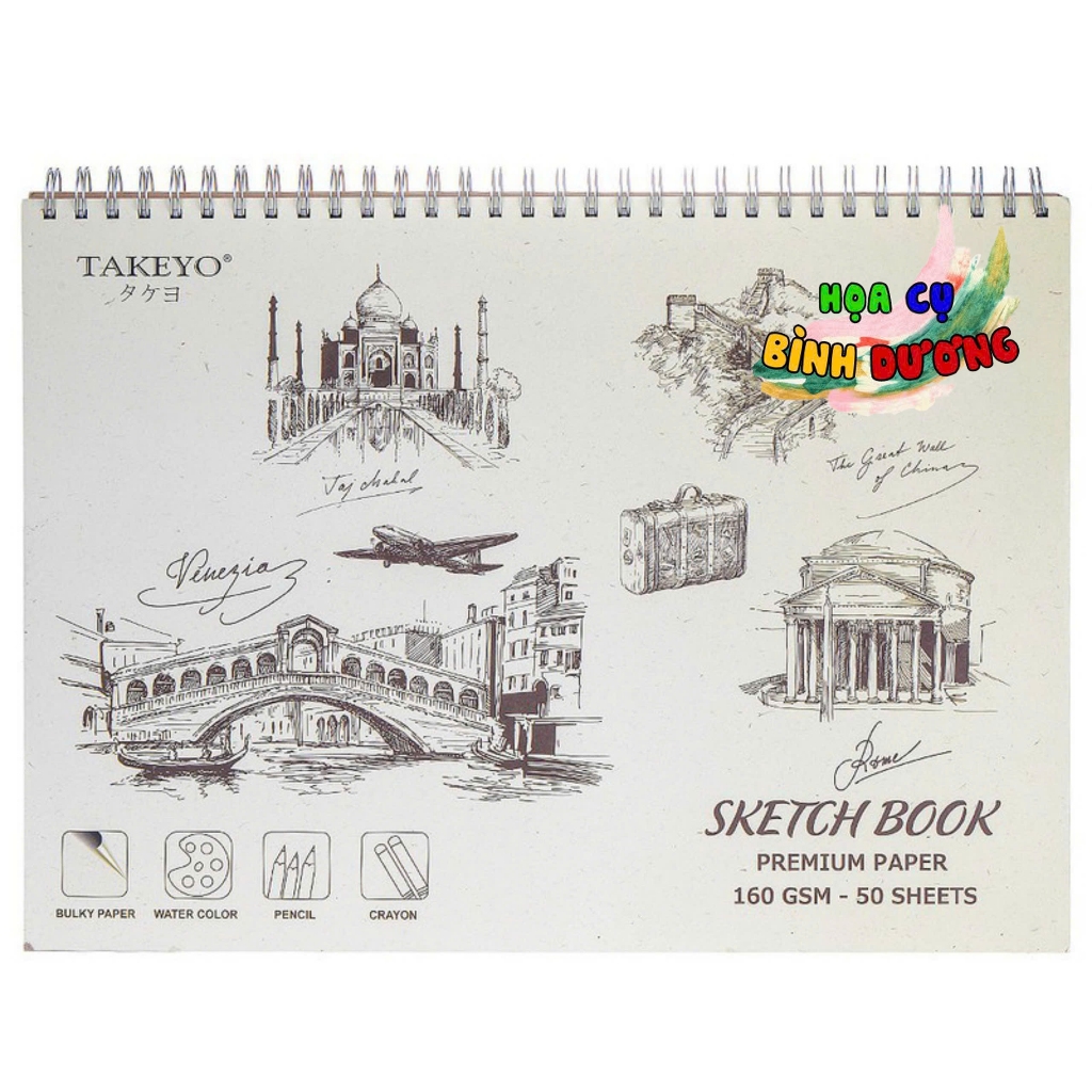 [Bình Dương] Sổ vẽ Takeyo A6/A5/A4/A3 (50 tờ,160gsm) - Sổ sketch Takeyo, vẽ chì