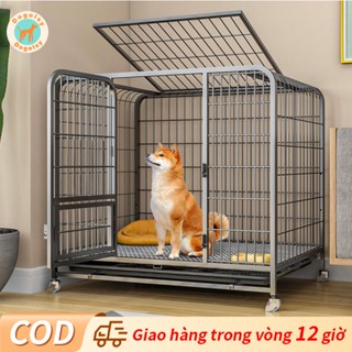 🐈Dogelsy🐕 Chuồng chó vuông cao cấp mới sơn tĩnh điện đen trắng cực dày kích thước lớn phù hợp cho chó lớn