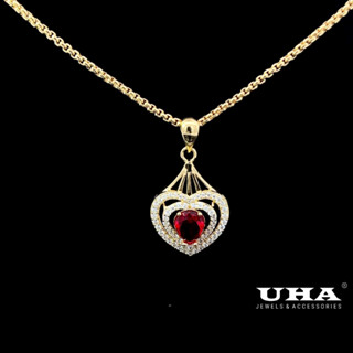 M1633 Mặt và dây chuyền đính đá CZ cao cấp thiết kế đá màu sang trọng UHA