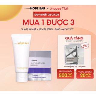 Combo Sữa Rửa Mặt 50ML + Mặt Nạ Đất Sét 55G + Kem Dưỡng Ẩm 55g HOBEBAR Làm Sạch Sâu Lỗ Chân Lông Cấp Ẩm Cho Làn Da
