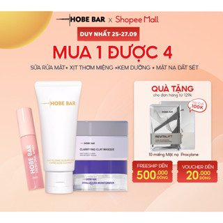 Combo Sữa Rửa Mặt + Mặt Nạ Đất Sét + Kem Dưỡng Ẩm + Xịt Thơm Miệng HOBEBAR Sạch Sâu Cấp Ẩm Hương Thơm Tự Nhiên