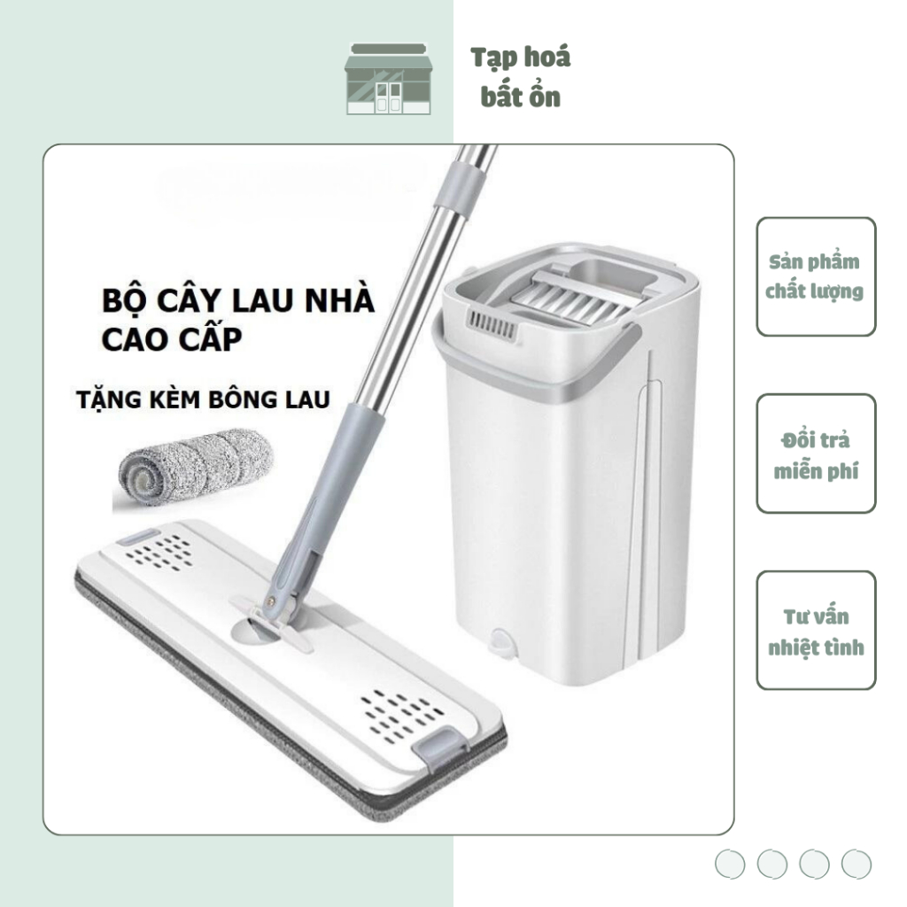 Cây Lau Nhà Tự Vắt Thông Minh Cao Cấp, Chổi Lau Nhà Tách Nước Bộ Lau Nhà Xoay 360 Độ Kèm Thùng - Tiệ