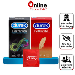 Bao Cao Su Durex Performa K.Dài T.Gian Q.H & Fetherlite Bcs Siêu Mỏng, Size 52mm (Hộp 12C)