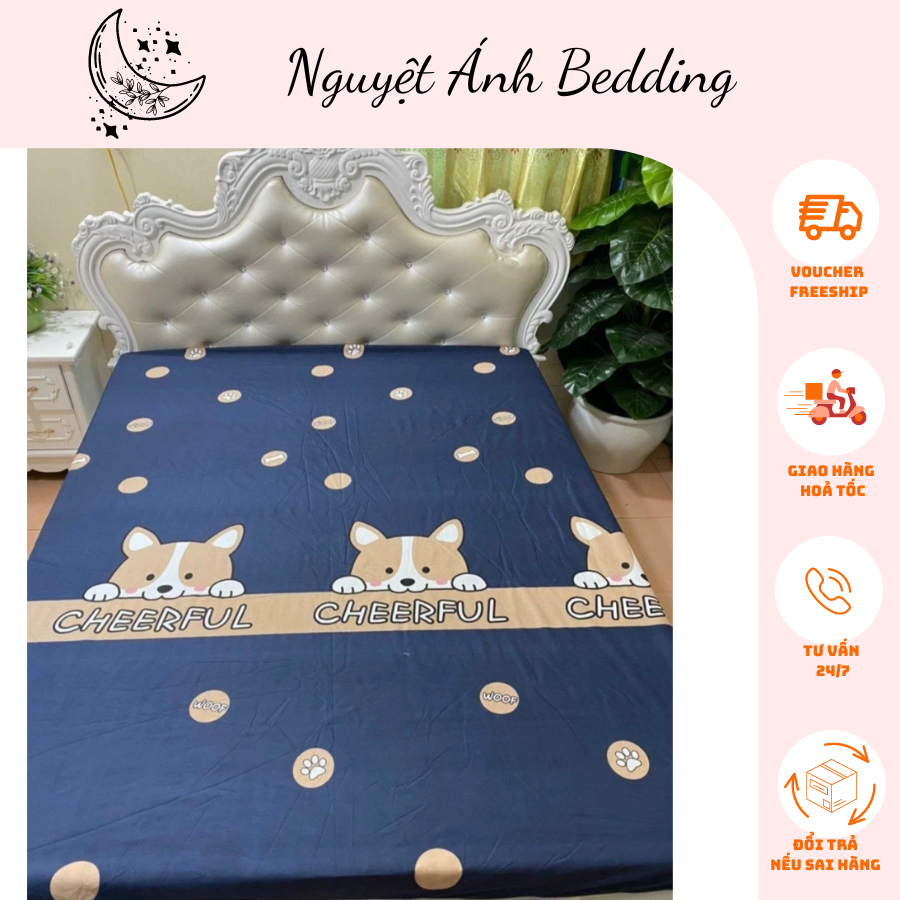 (Giá sốc) ️🎉 Ga chống thấm cotton HÀN QUỐC - Drap chống nước cotton bảo vệ đệm mẫu Gấu cheerful - KH
