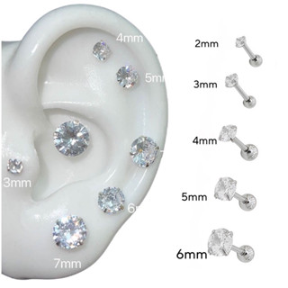 (1 Chiếc) Khuyên Tai Đá Tròn Lấp Lánh chốt bi vặn Thép Không Gỉ