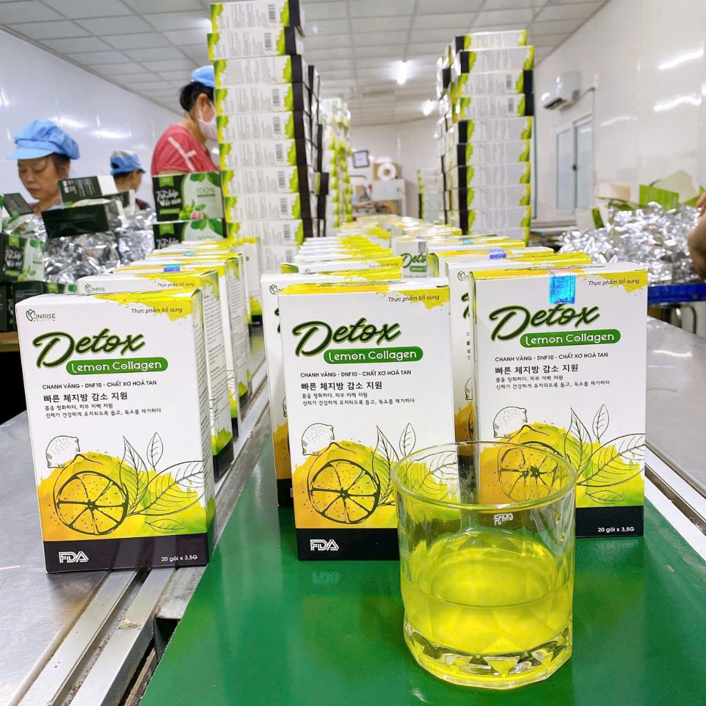 Trà detox chanh vàng collagen giảm cân an toàn nhanh chóng tan mỡ bụng, tăng sức đề kháng - Hộp 20 gói
