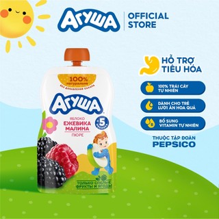  Trái cây nghiền vị táo mâm xôi đen và mâm xôi đỏ Agusha 90g dành cho bé từ 5 tháng trở lên 