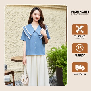Áo Kiểu Michi House Dáng Suông Cổ V Hai Tầng Thanh Lịch A87