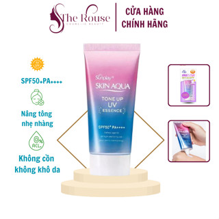 Kem chống nắng Skin Aqua nâng tone Tone Up Essence SPF50+ PA++++ 50g, kcn cấp ẩm làm sáng da