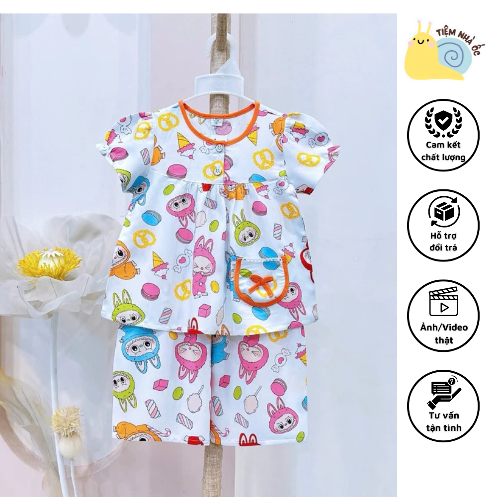 Bộ lanh tole quần lửng tay búp xinh xắn cho bé gái chất lanh hai da thoáng mát, thấm hút mồ hôi