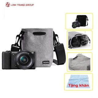 Túi đựng máy ảnh thời trang 3 lớp Baona có dây đeo chắc chắn tiện lợi, tặng khăn lau lens - Oz264