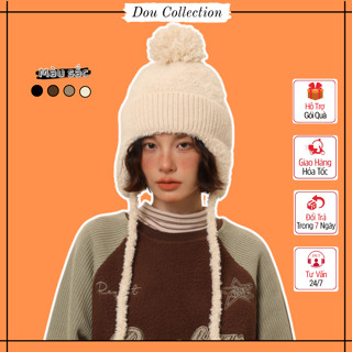 Mũ Len Chùm Tai Unisex, Nón Len Bịt Tai Hàn Quốc Nhiều Màu Phối Dây Xinh Xắn Thời Trang Thu Đông Giữ Ấm Tốt - Mã NL055