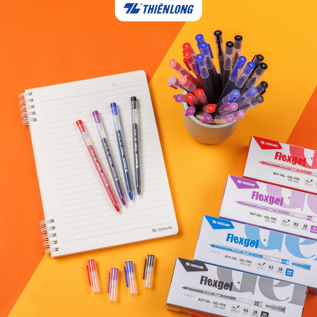 Combo 10/20 Bút gel nước Thiên Long Flexgel, nét mảnh, mực khô nhanh, chữ viết đẹp không lem GEL-042