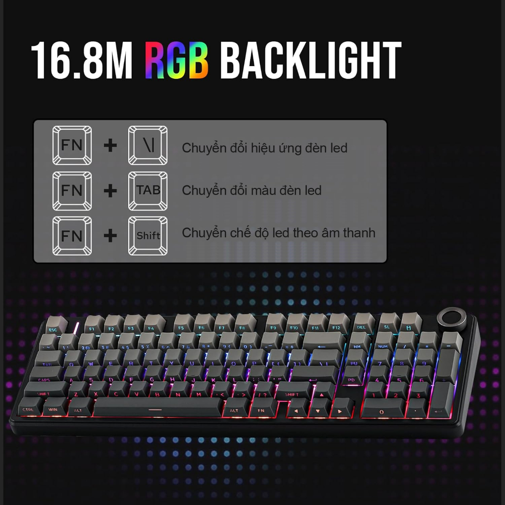 Bàn Phím Cơ Không Dây 3 Mode AULA F99 PRO Núm Xoay Đa Năng có Hotswap Gasket Mount Pin 8000mAh | BigBuy360 - bigbuy360.vn