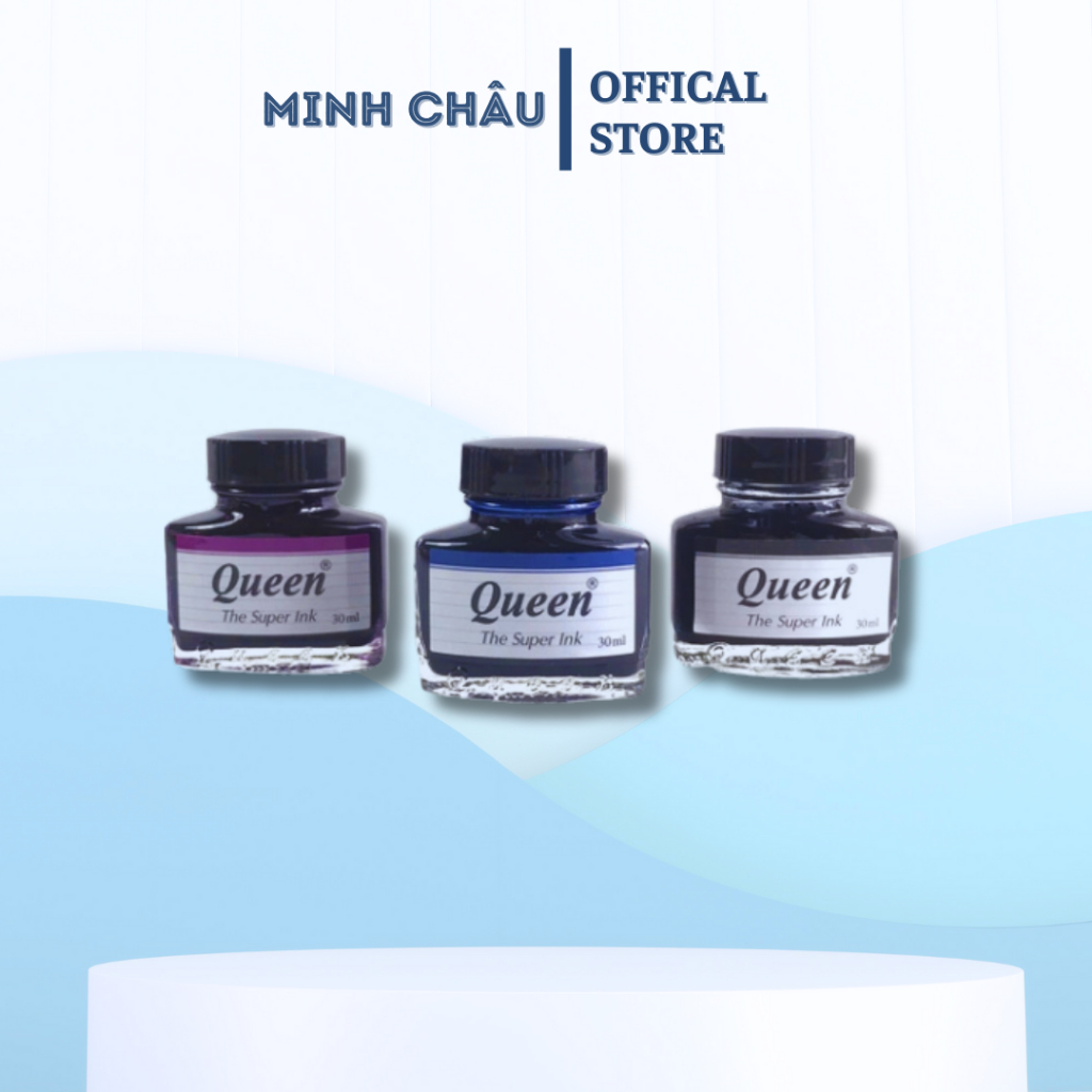 Mực Queen có 3 màu : Tím -Xanh -Đen, mực bút máy chất lượng cao