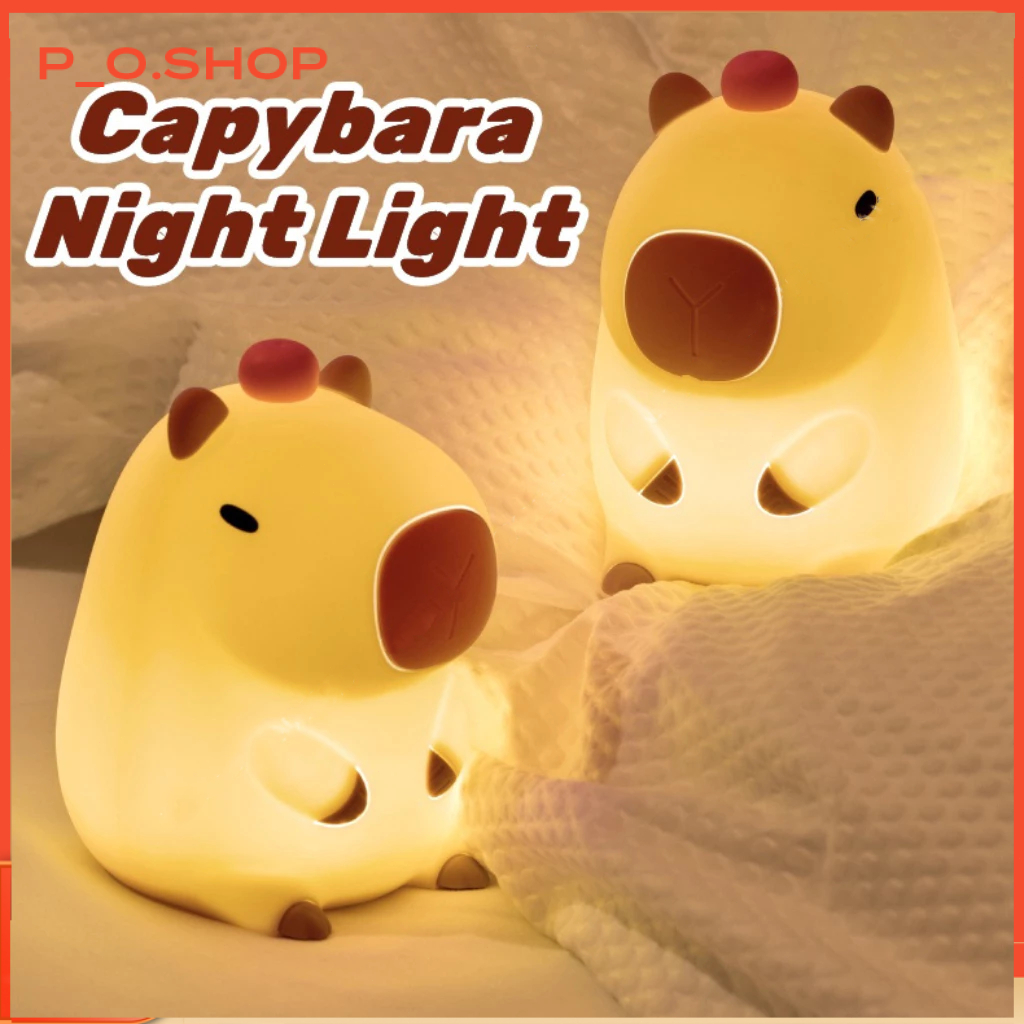 【🔥Rẻ/HCM】Đèn ngủ Capybara cảm ứng cute silicon điều chỉnh độ sáng decor, quà tặng bạn gái, sinh nhật