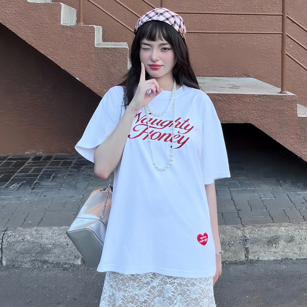 Áo thun unisex  Onism Stu Naughty Honey - cotton 240gsm in kim tuyến áo phông trắng basic nam nữ