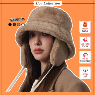Mũ Len Bịt Tai Nam Nữ, Nón Len Tròn Vành Phối Dây Phong Cách Hàn Quốc Sang Trọng Dễ Phối Đồ - Mã NL056