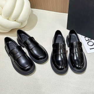  Giày lười đen da mềm 530-3 đế cao 3.5cm QCCC   Wood Shoes  